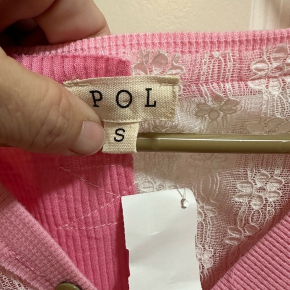 Pink Lace Button-Up Top - Picture 3 of 5